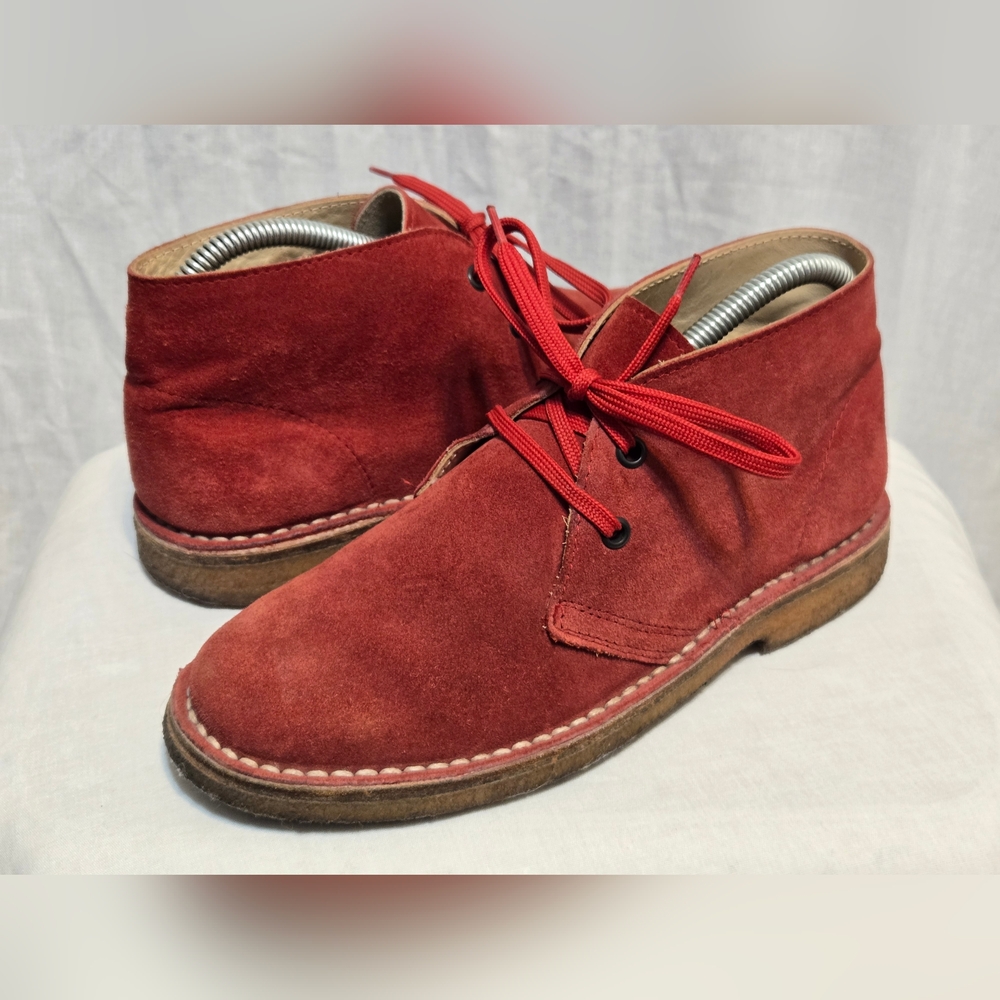 Corrine Womens Handmade Italian Red Suede Desert Boots Sz 37